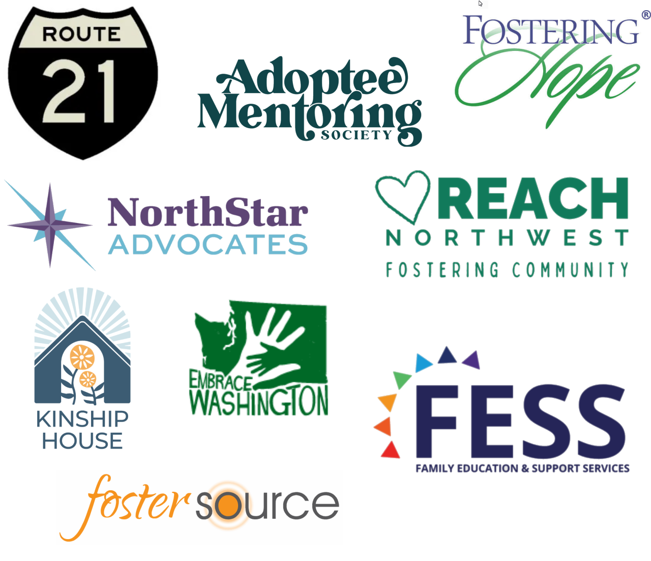 Logos of the nine nonprofit organizations awarded CFO Selections Foundation grants in 2024.