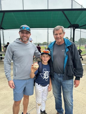 Grandson baseball game with my son