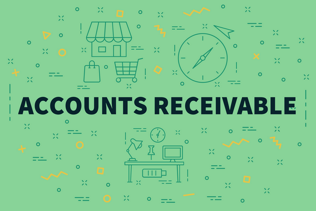 Illustration of retail and payment icons around the words Accounts Receivable.