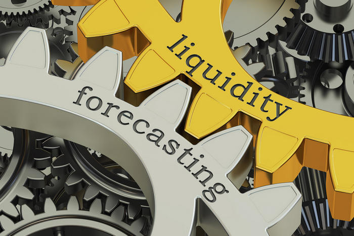 Interlocking gears labeled Liquidity and Forecasting.