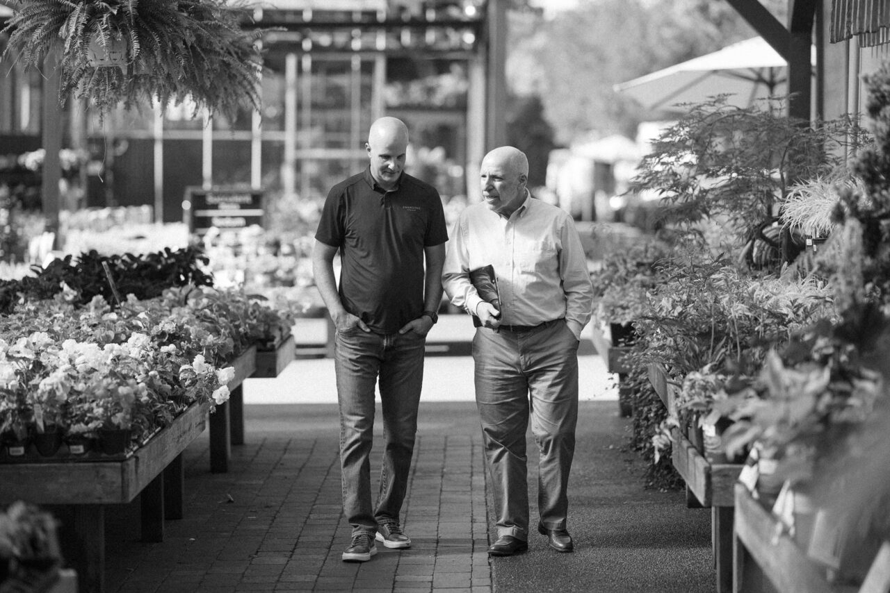 Fractional CFO Tom McDowell and Brian Damron walking through Swansons Nursery
