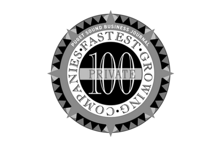 Puget Sound Business Journal 100 Fastest-Growing Private Companies award seal.